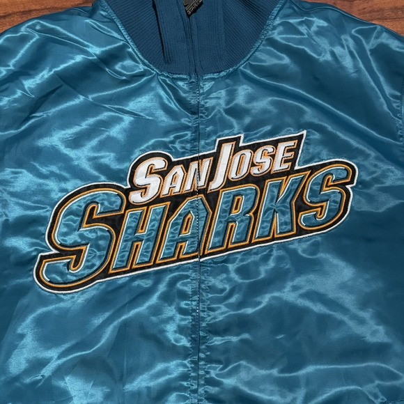 Vintage Starter San Jose Sharks NHL Satin Bomber Jacket Size 2XL XXL - Picture 4 of 6